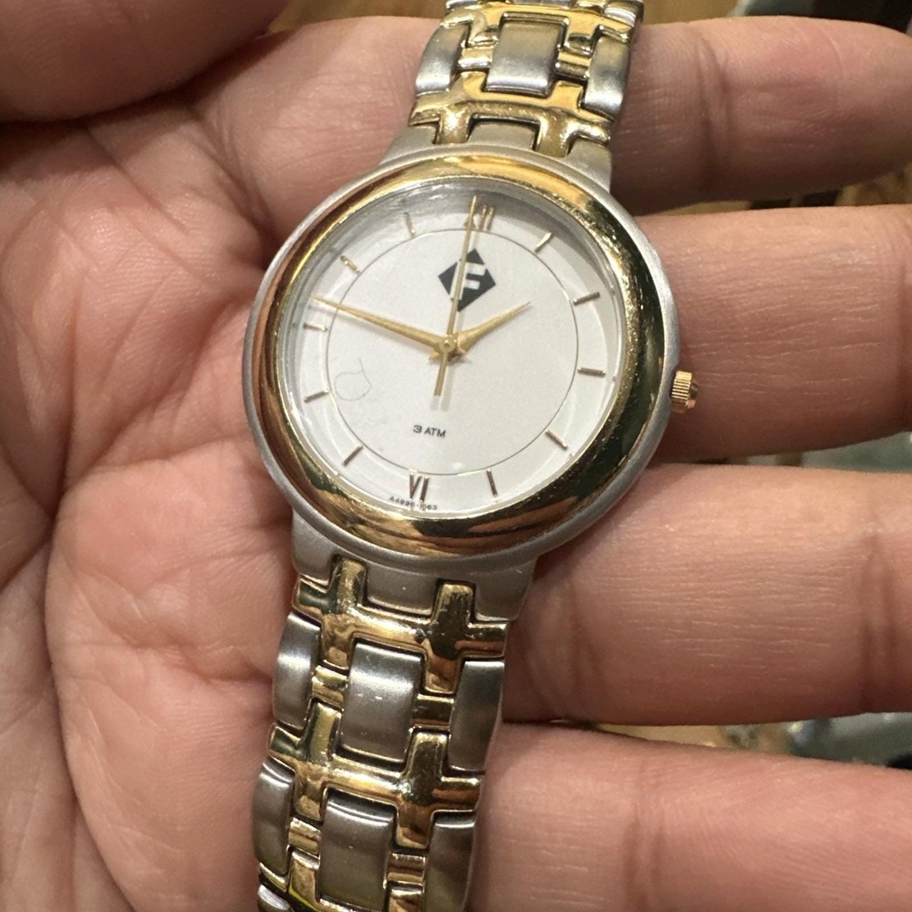 Working Two Tone Heavy F Watch 3 Atm Unisex Watch 33mm Fit 8 Inch New Battery - Picture 2 of 8